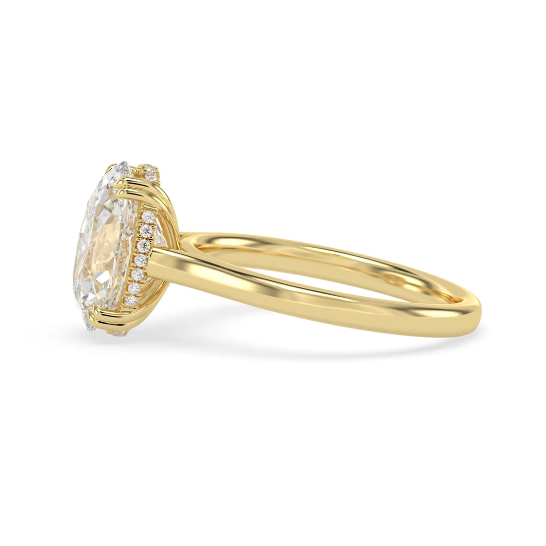 OctaPearl 3 ct Oval Cut Hidden Halo Lab Grown Diamond Engagement Ring