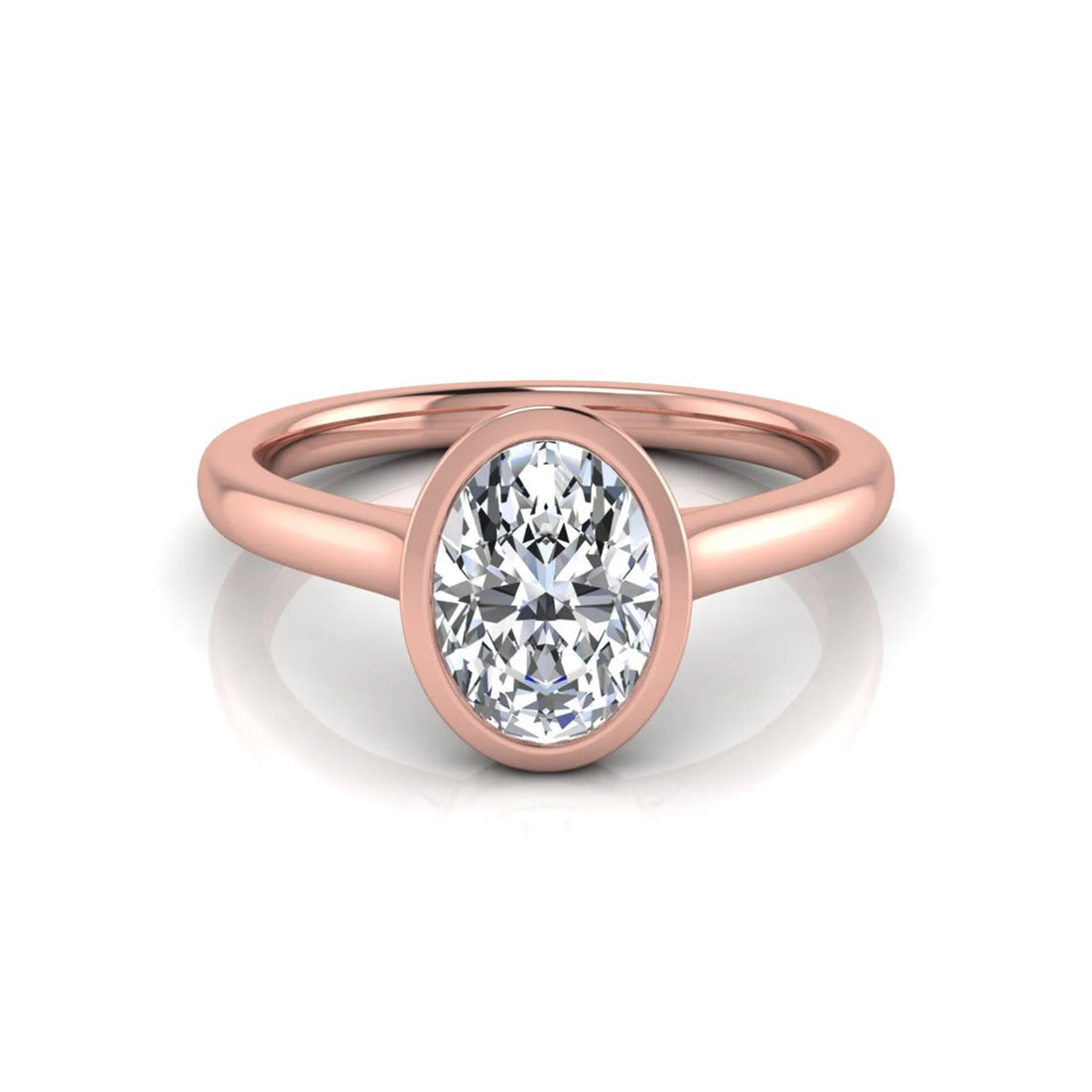 OctaPearl Oval Cut Lab Grown Diamond Bezel Solitaire Engagement Ring