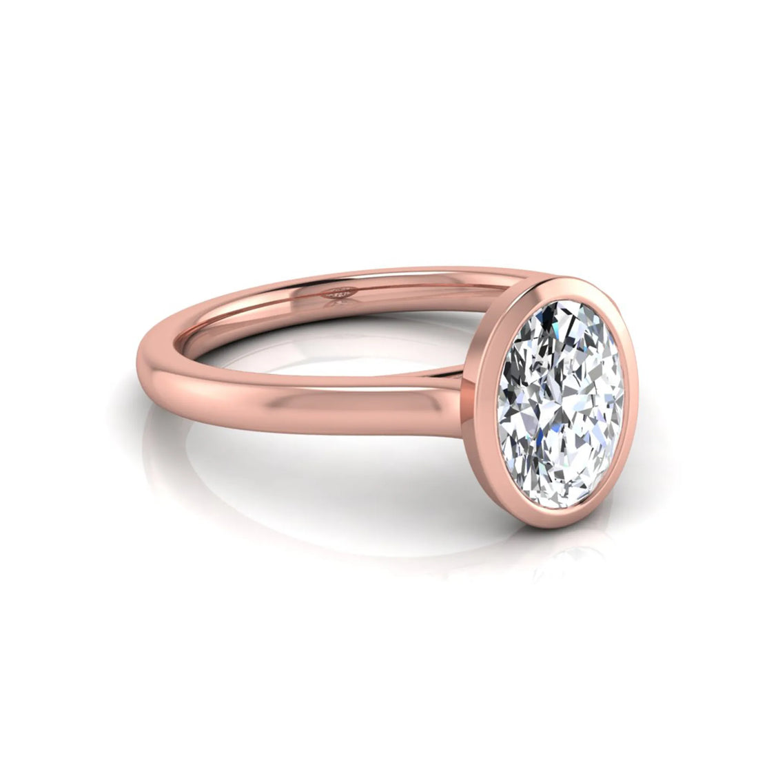 OctaPearl Oval Cut Lab Grown Diamond Bezel Solitaire Engagement Ring