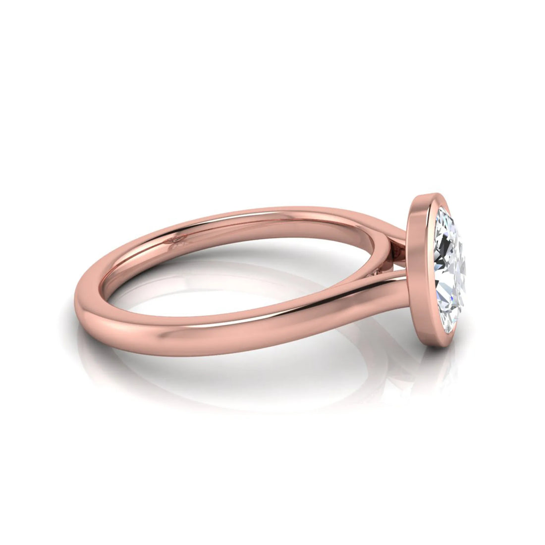 OctaPearl Oval Cut Lab Grown Diamond Bezel Solitaire Engagement Ring