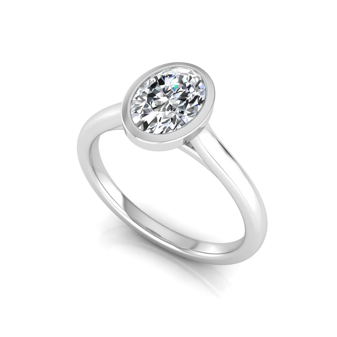 OctaPearl Oval Cut Lab Grown Diamond Bezel Solitaire Engagement Ring