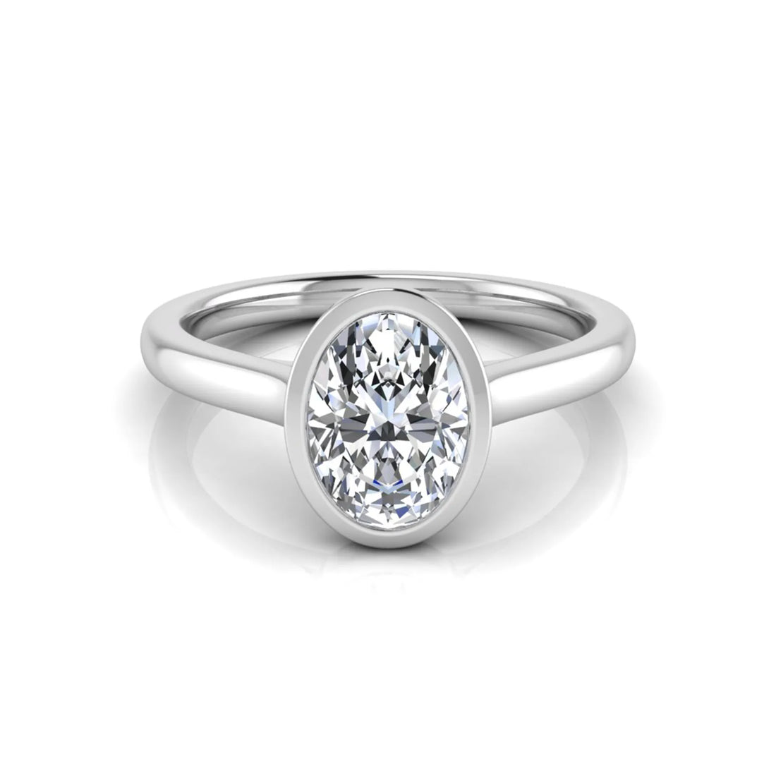OctaPearl Oval Cut Lab Grown Diamond Bezel Solitaire Engagement Ring