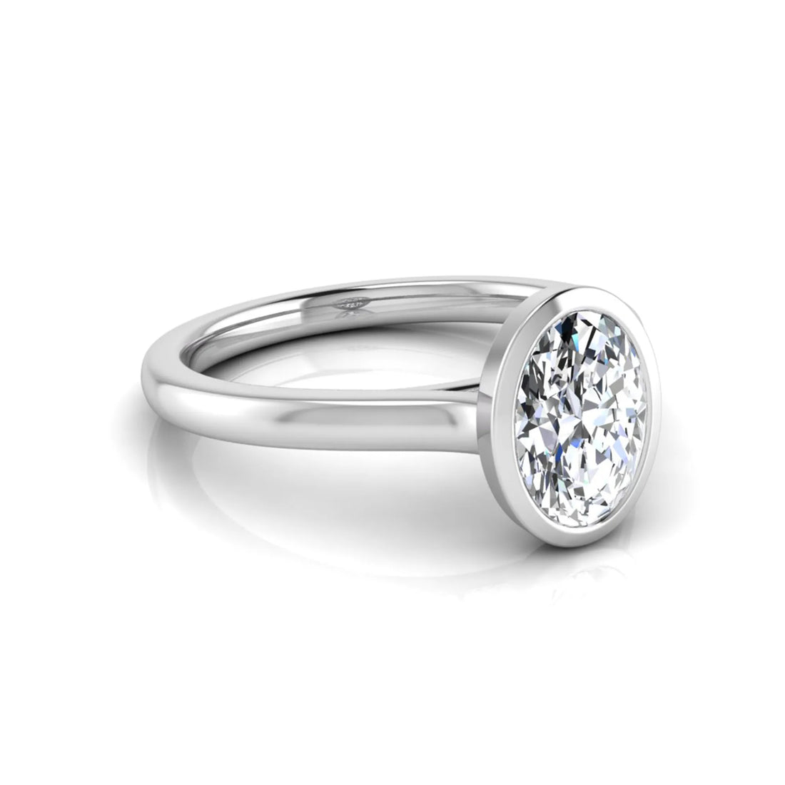 OctaPearl Oval Cut Lab Grown Diamond Bezel Solitaire Engagement Ring