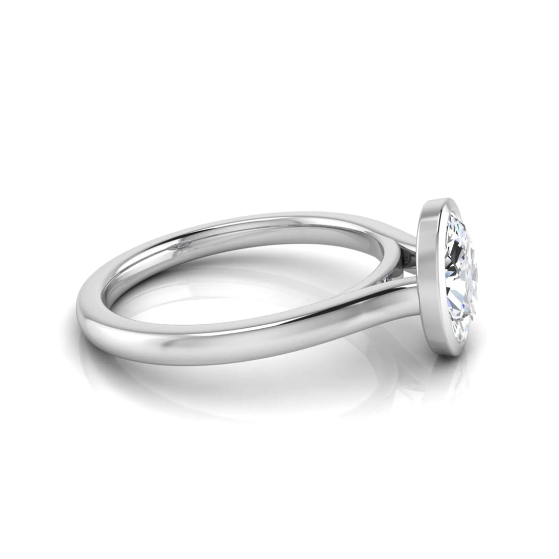 OctaPearl Oval Cut Lab Grown Diamond Bezel Solitaire Engagement Ring