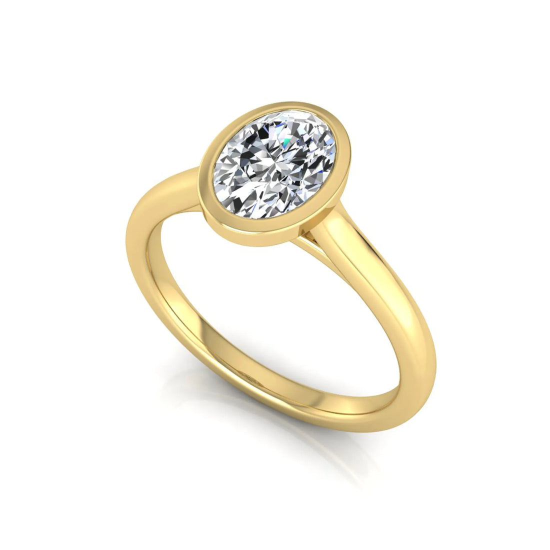 OctaPearl Oval Cut Lab Grown Diamond Bezel Solitaire Engagement Ring