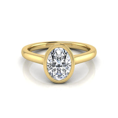 OctaPearl Oval Cut Lab Grown Diamond Bezel Solitaire Engagement Ring