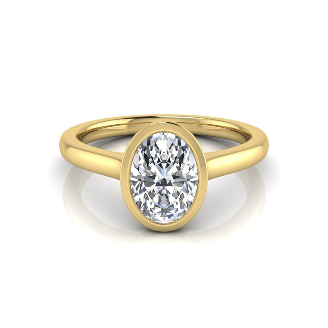 OctaPearl Oval Cut Lab Grown Diamond Bezel Solitaire Engagement Ring