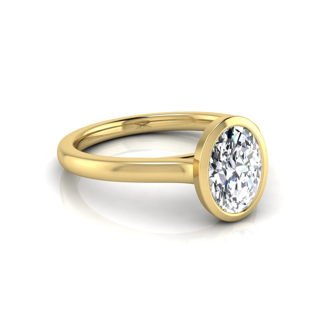 OctaPearl Oval Cut Lab Grown Diamond Bezel Solitaire Engagement Ring