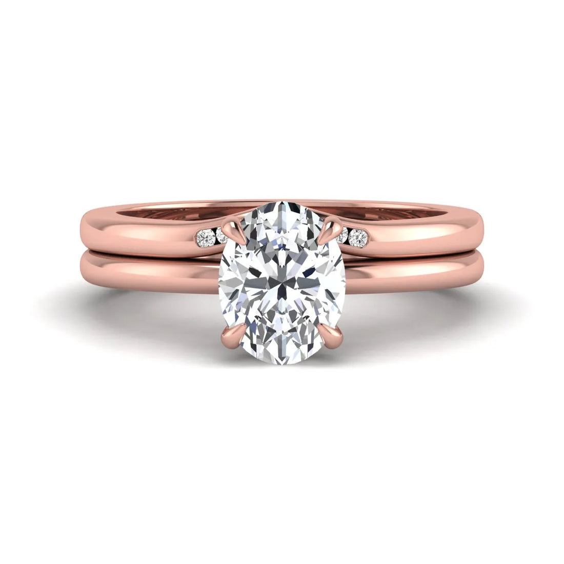 OctaPearl 2 ct Oval Cut Lab Grown Diamond Bridal Ring Set with Hidden Halo