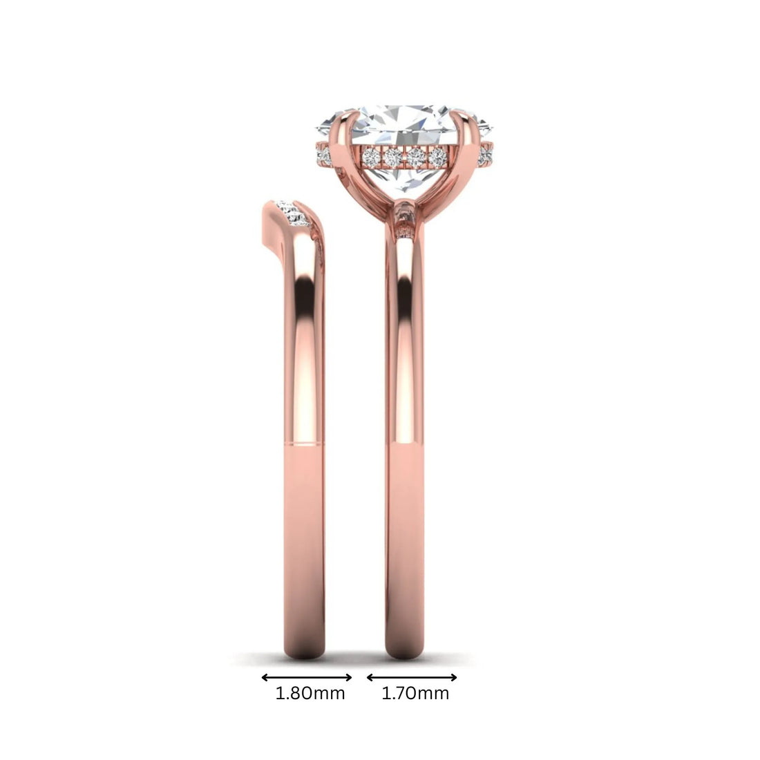 OctaPearl 2 ct Oval Cut Lab Grown Diamond Bridal Ring Set with Hidden Halo