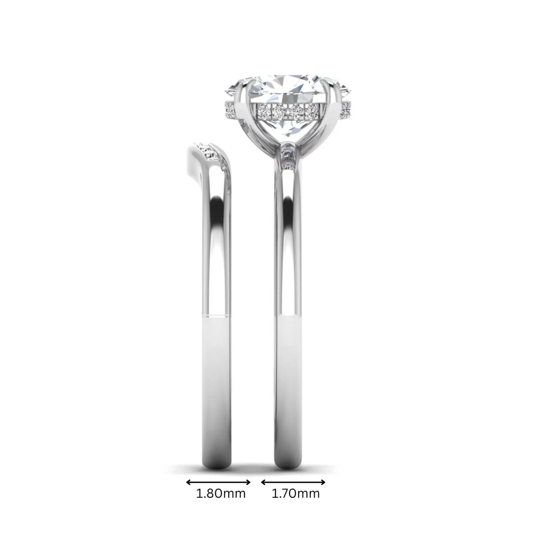 OctaPearl 2 ct Oval Cut Lab Grown Diamond Bridal Ring Set with Hidden Halo