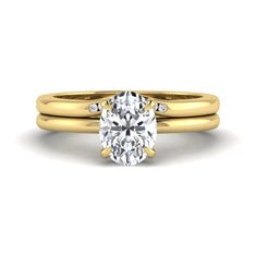 OctaPearl 2 ct Oval Cut Lab Grown Diamond Bridal Ring Set with Hidden Halo