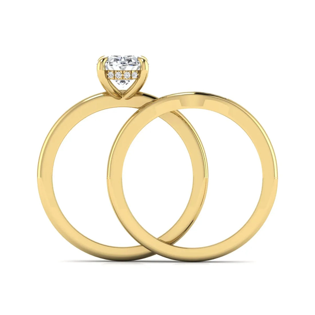 OctaPearl 2 ct Oval Cut Lab Grown Diamond Bridal Ring Set with Hidden Halo