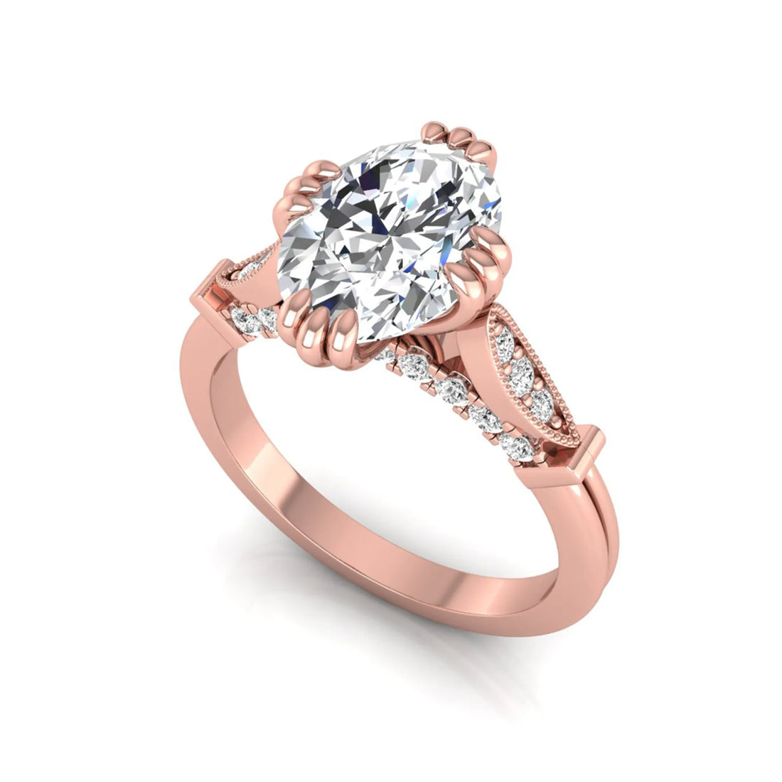 OctaPearl 2.5 ct Oval Cut Lab Grown Diamond Engagement Ring