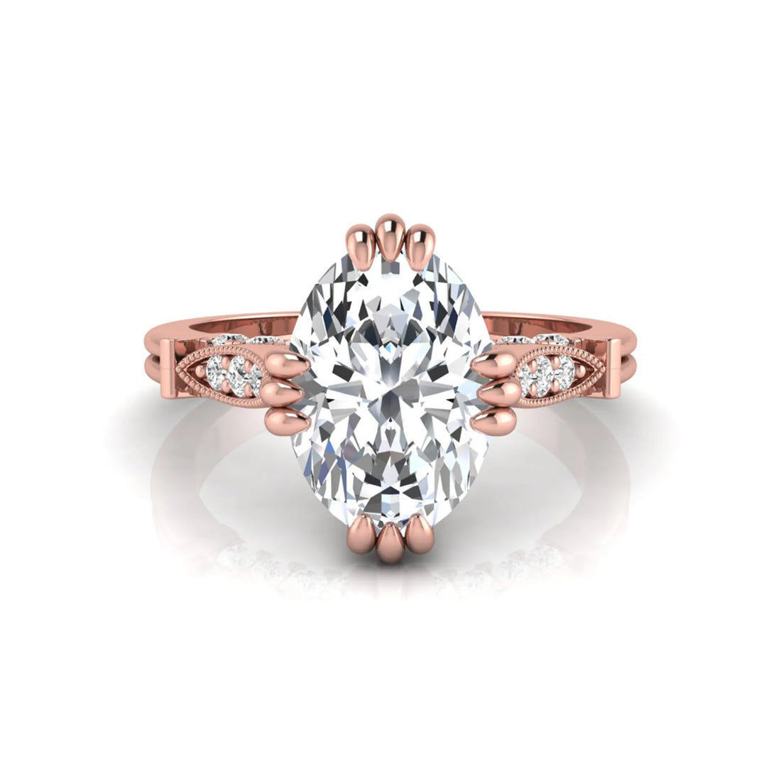 OctaPearl 2.5 ct Oval Cut Lab Grown Diamond Engagement Ring
