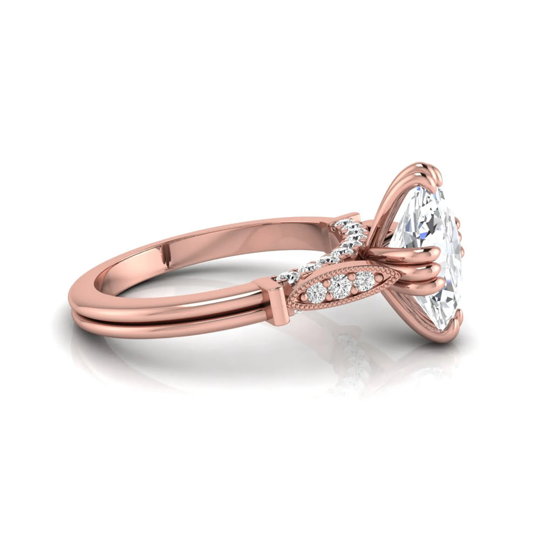 OctaPearl 2.5 ct Oval Cut Lab Grown Diamond Engagement Ring