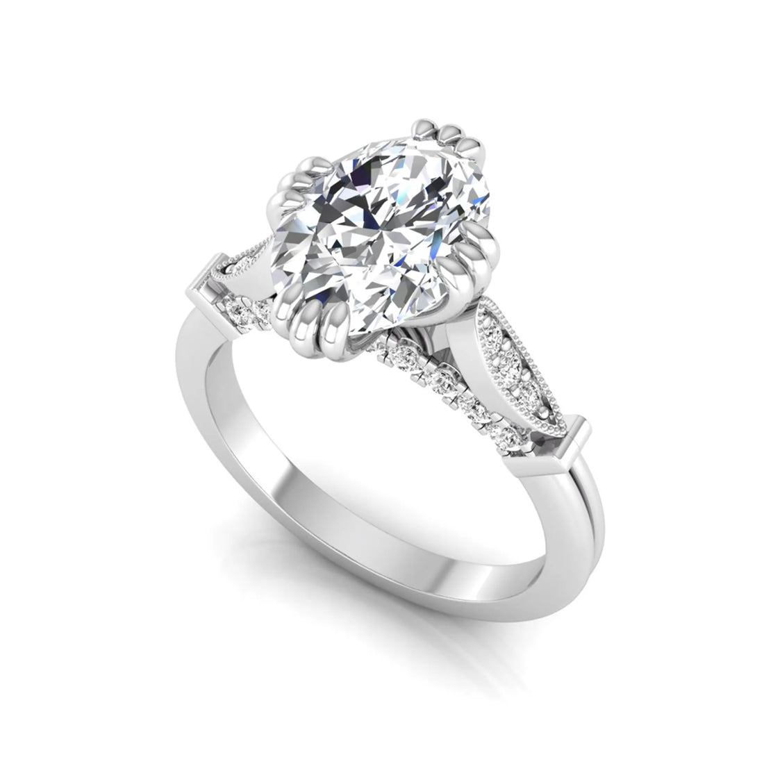 OctaPearl 2.5 ct Oval Cut Lab Grown Diamond Engagement Ring