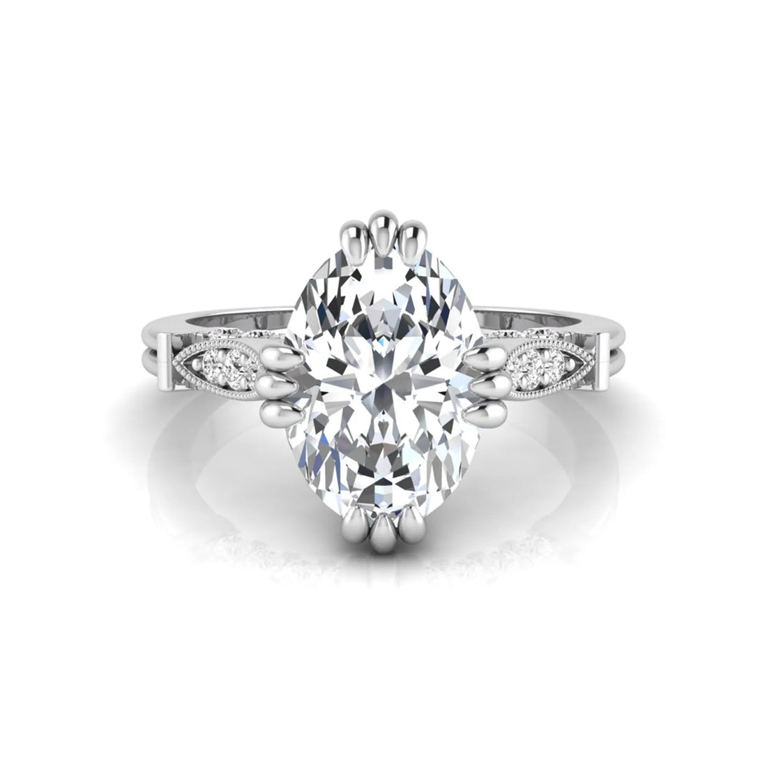 OctaPearl 2.5 ct Oval Cut Lab Grown Diamond Engagement Ring