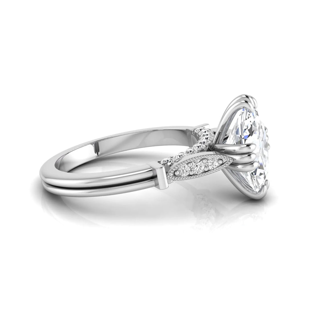 OctaPearl 2.5 ct Oval Cut Lab Grown Diamond Engagement Ring