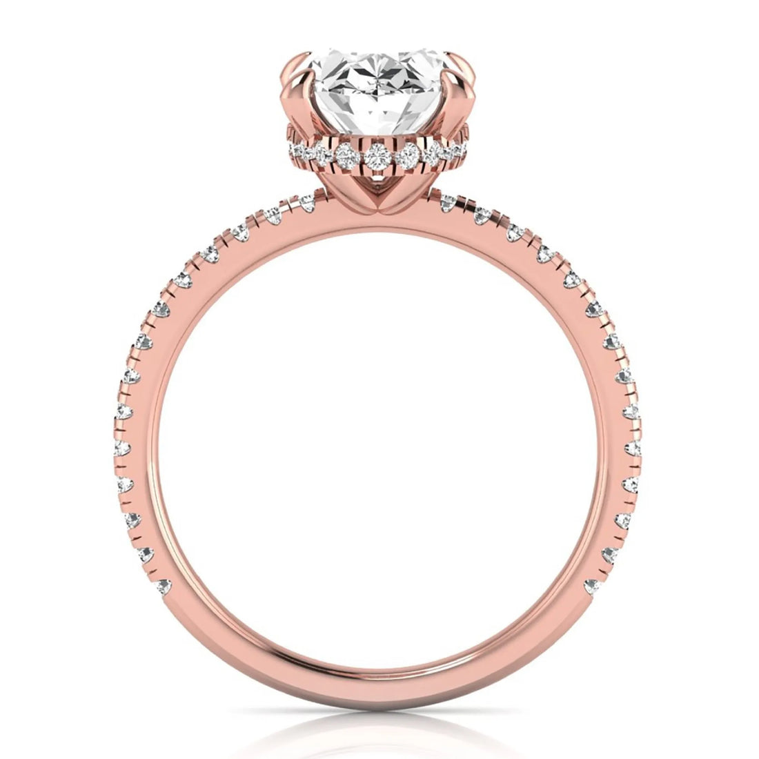 OctaPearl 2.5 ct Oval Cut Lab Grown Diamond Hidden Halo Side Stone Engagement Ring