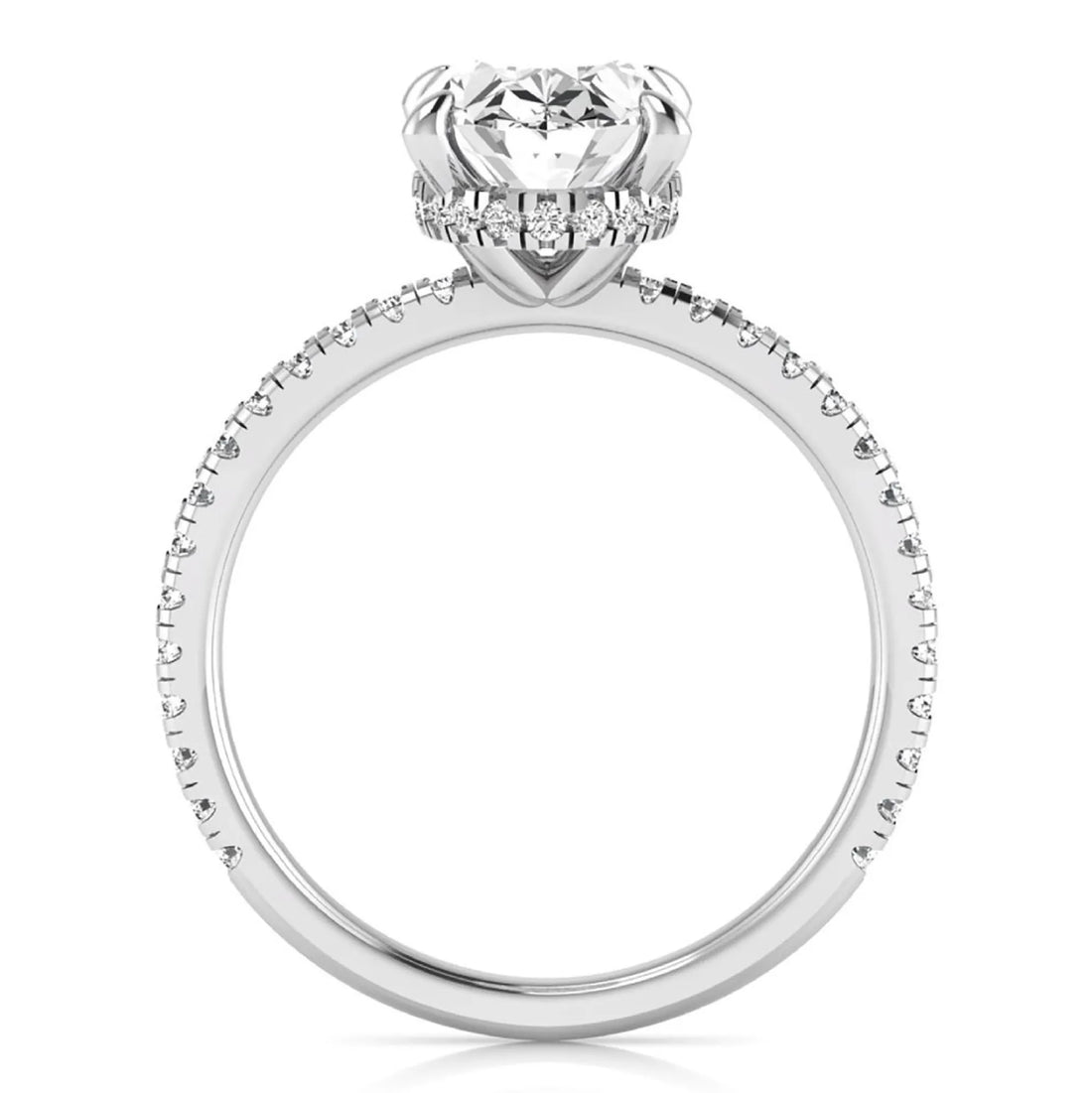 OctaPearl 2.5 ct Oval Cut Lab Grown Diamond Hidden Halo Side Stone Engagement Ring