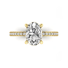 OctaPearl 2.5 ct Oval Cut Lab Grown Diamond Hidden Halo Side Stone Engagement Ring