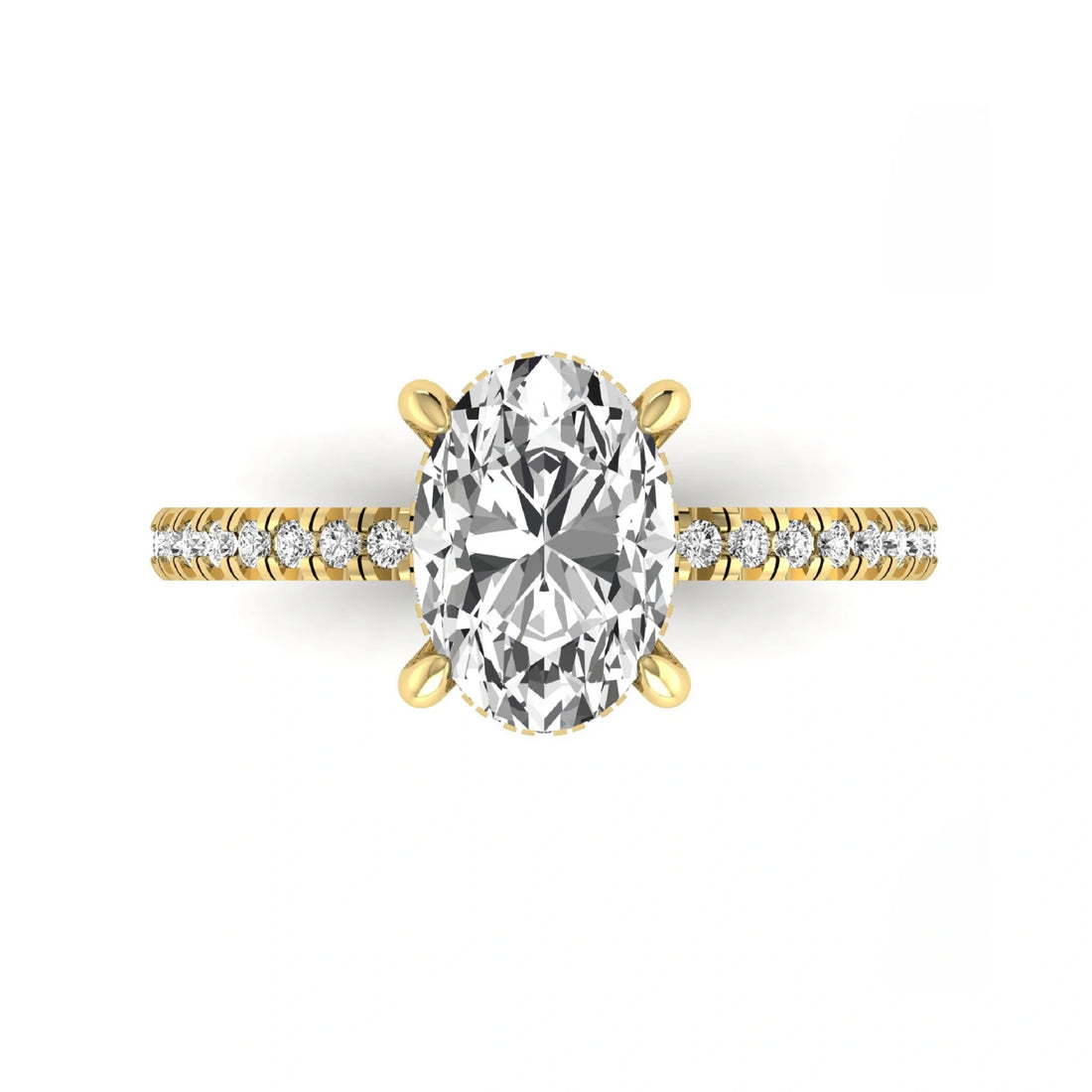 OctaPearl 2.5 ct Oval Cut Lab Grown Diamond Hidden Halo Side Stone Engagement Ring