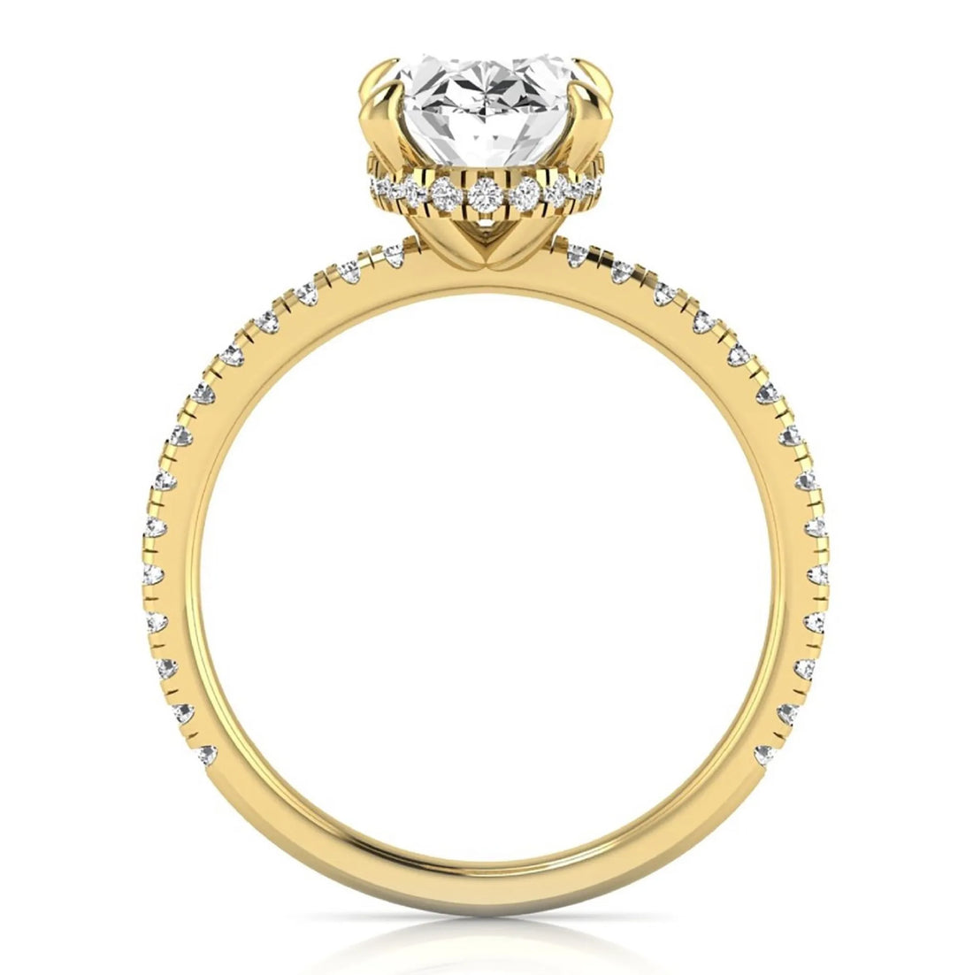 OctaPearl 2.5 ct Oval Cut Lab Grown Diamond Hidden Halo Side Stone Engagement Ring