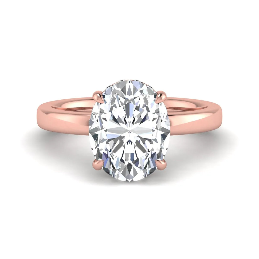 OctaPearl 2.5 ct Oval Cut Lab Grown Diamond Hidden Halo Solitaire Engagement Ring