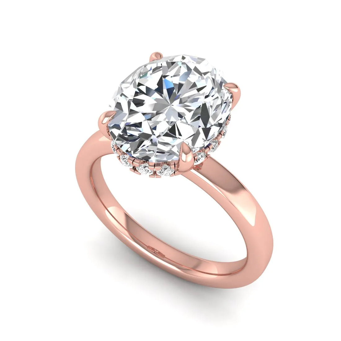 OctaPearl 2.5 ct Oval Cut Lab Grown Diamond Hidden Halo Solitaire Engagement Ring