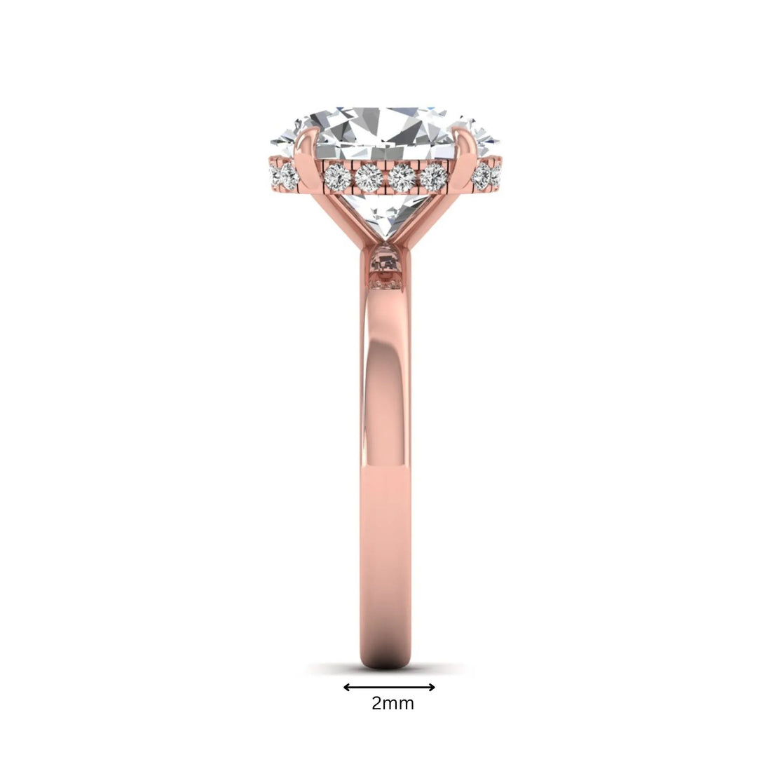 OctaPearl 2.5 ct Oval Cut Lab Grown Diamond Hidden Halo Solitaire Engagement Ring