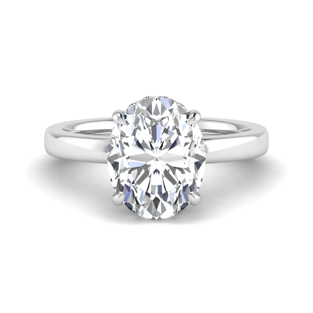 OctaPearl 2.5 ct Oval Cut Lab Grown Diamond Hidden Halo Solitaire Engagement Ring
