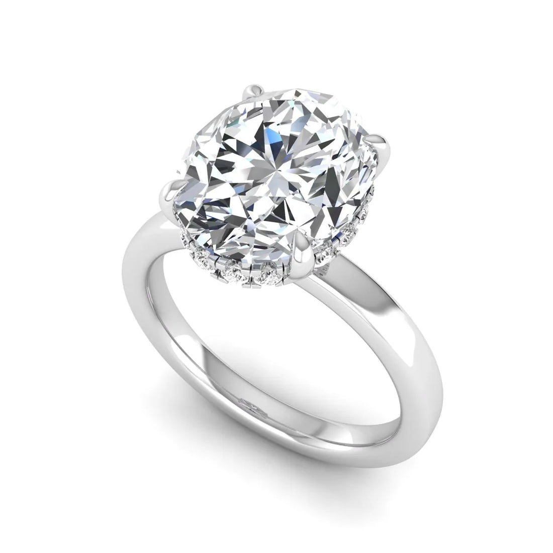OctaPearl 2.5 ct Oval Cut Lab Grown Diamond Hidden Halo Solitaire Engagement Ring