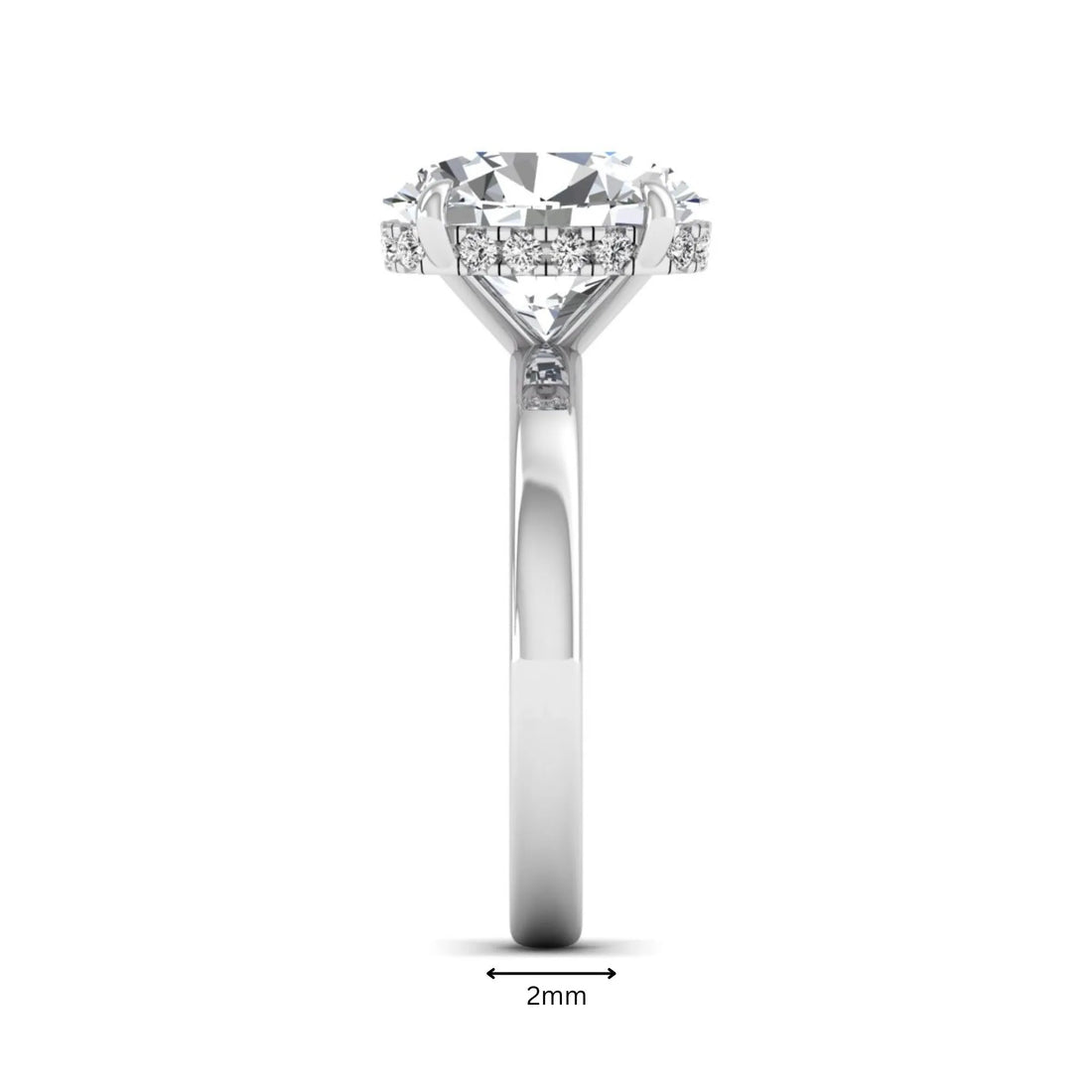 OctaPearl 2.5 ct Oval Cut Lab Grown Diamond Hidden Halo Solitaire Engagement Ring