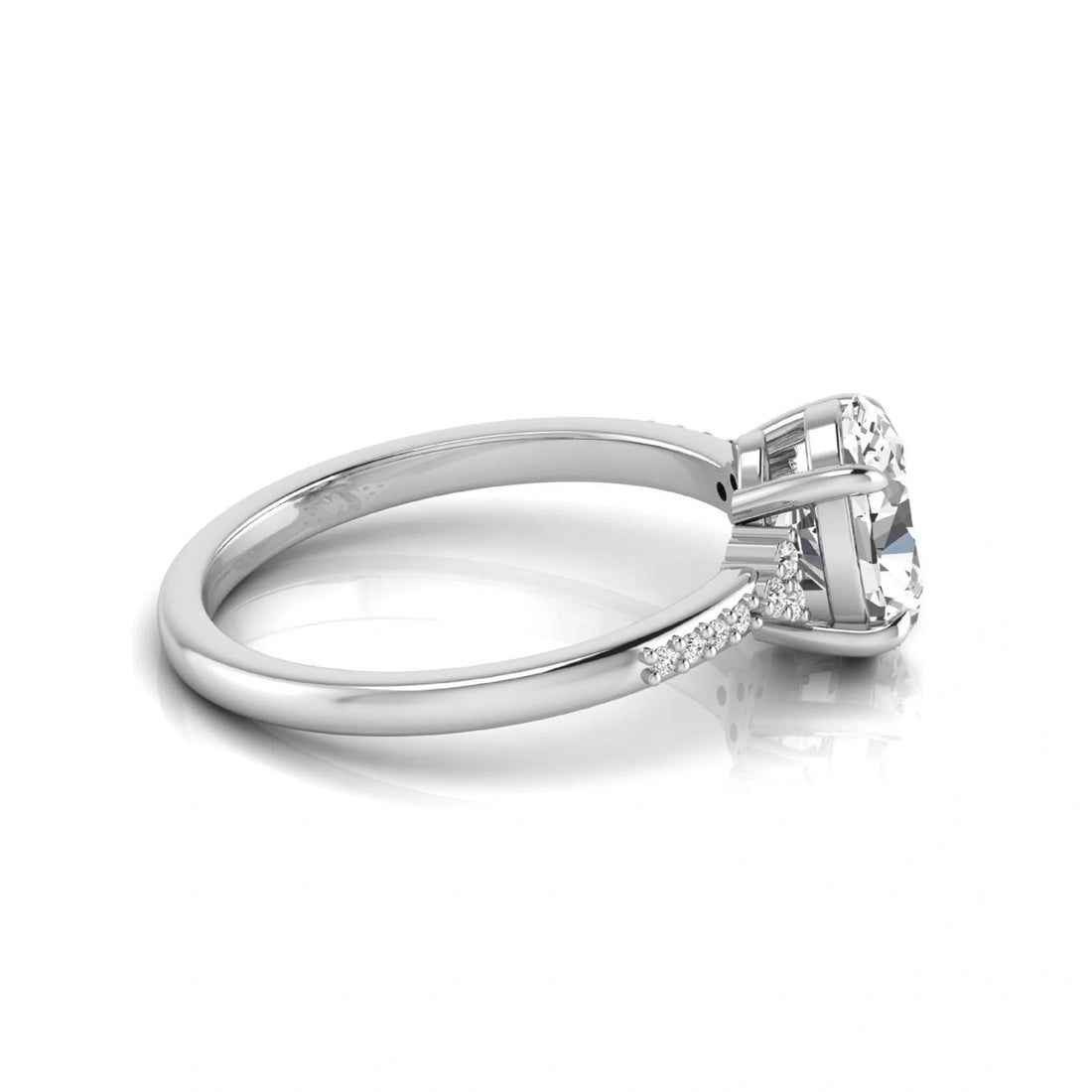 OctaPearl 1.5 ct Oval Cut Lab Grown Diamond Side Stone Engagement Ring