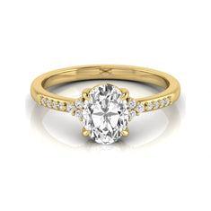 OctaPearl 1.5 ct Oval Cut Lab Grown Diamond Side Stone Engagement Ring