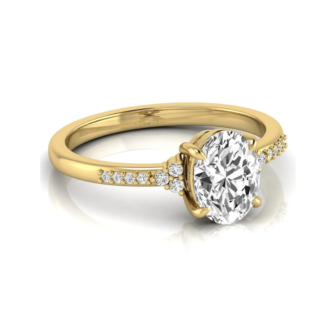 OctaPearl 1.5 ct Oval Cut Lab Grown Diamond Side Stone Engagement Ring