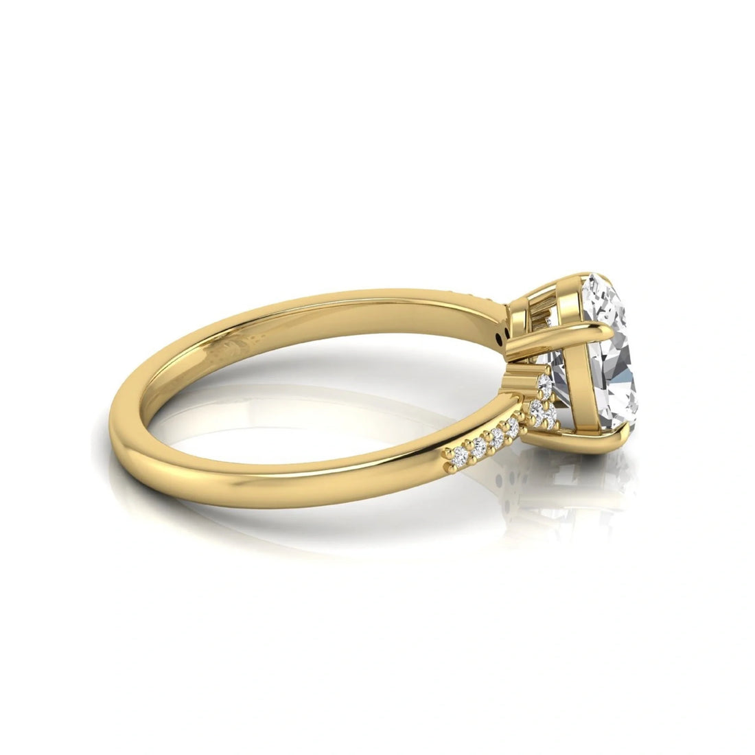 OctaPearl 1.5 ct Oval Cut Lab Grown Diamond Side Stone Engagement Ring