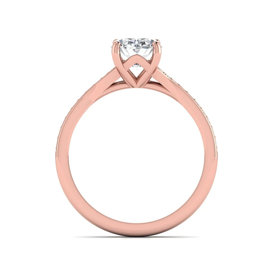 OctaPearl 2 ct Oval Cut Lab Grown Diamond Split Shank Pavé Engagement Ring