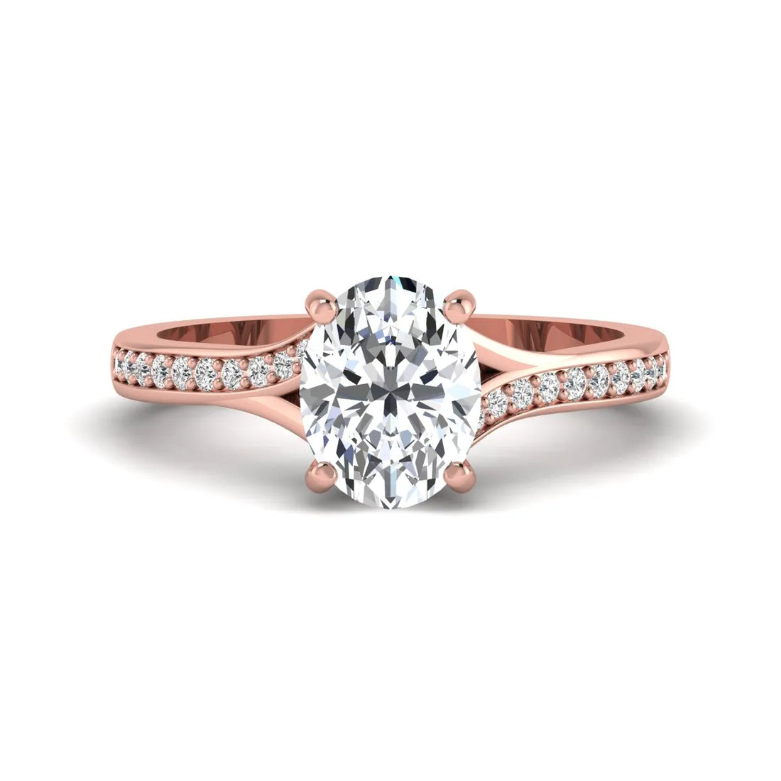 OctaPearl 2 ct Oval Cut Lab Grown Diamond Split Shank Pavé Engagement Ring