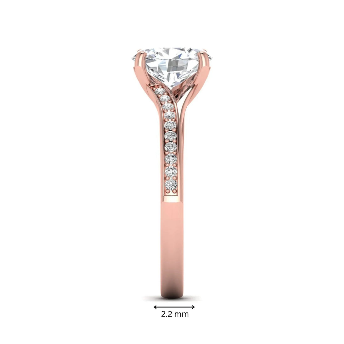 OctaPearl 2 ct Oval Cut Lab Grown Diamond Split Shank Pavé Engagement Ring