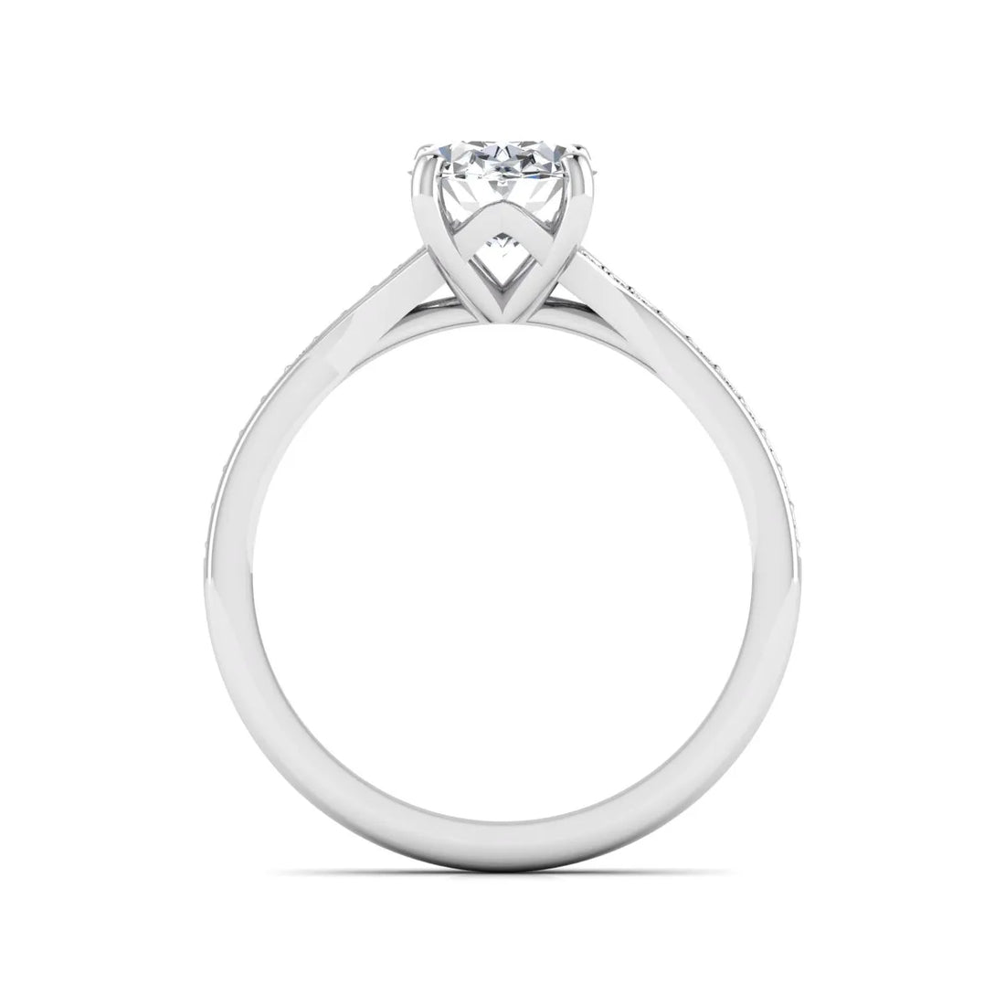 OctaPearl 2 ct Oval Cut Lab Grown Diamond Split Shank Pavé Engagement Ring