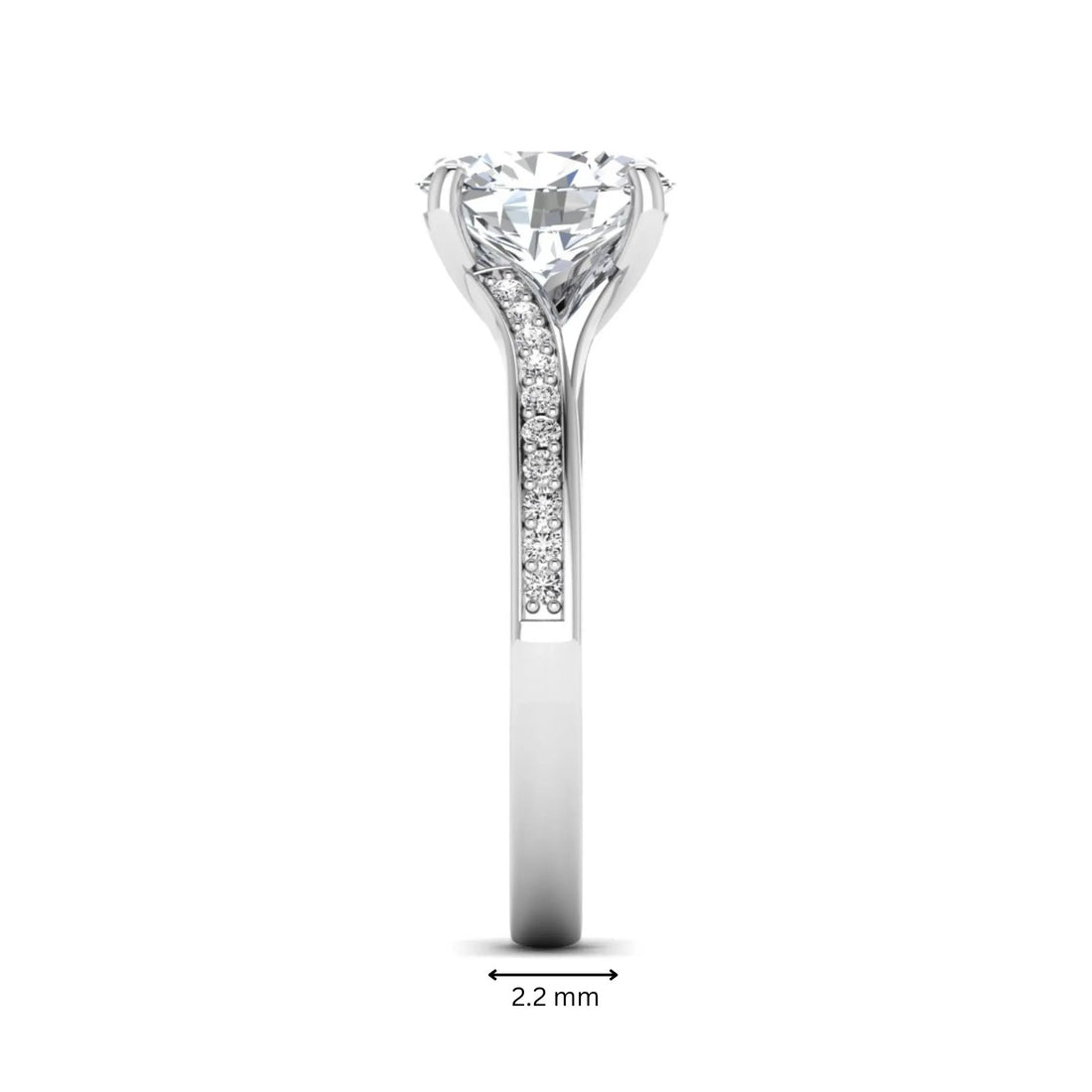OctaPearl 2 ct Oval Cut Lab Grown Diamond Split Shank Pavé Engagement Ring