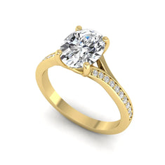 OctaPearl 2 ct Oval Cut Lab Grown Diamond Split Shank Pavé Engagement Ring - alternate view