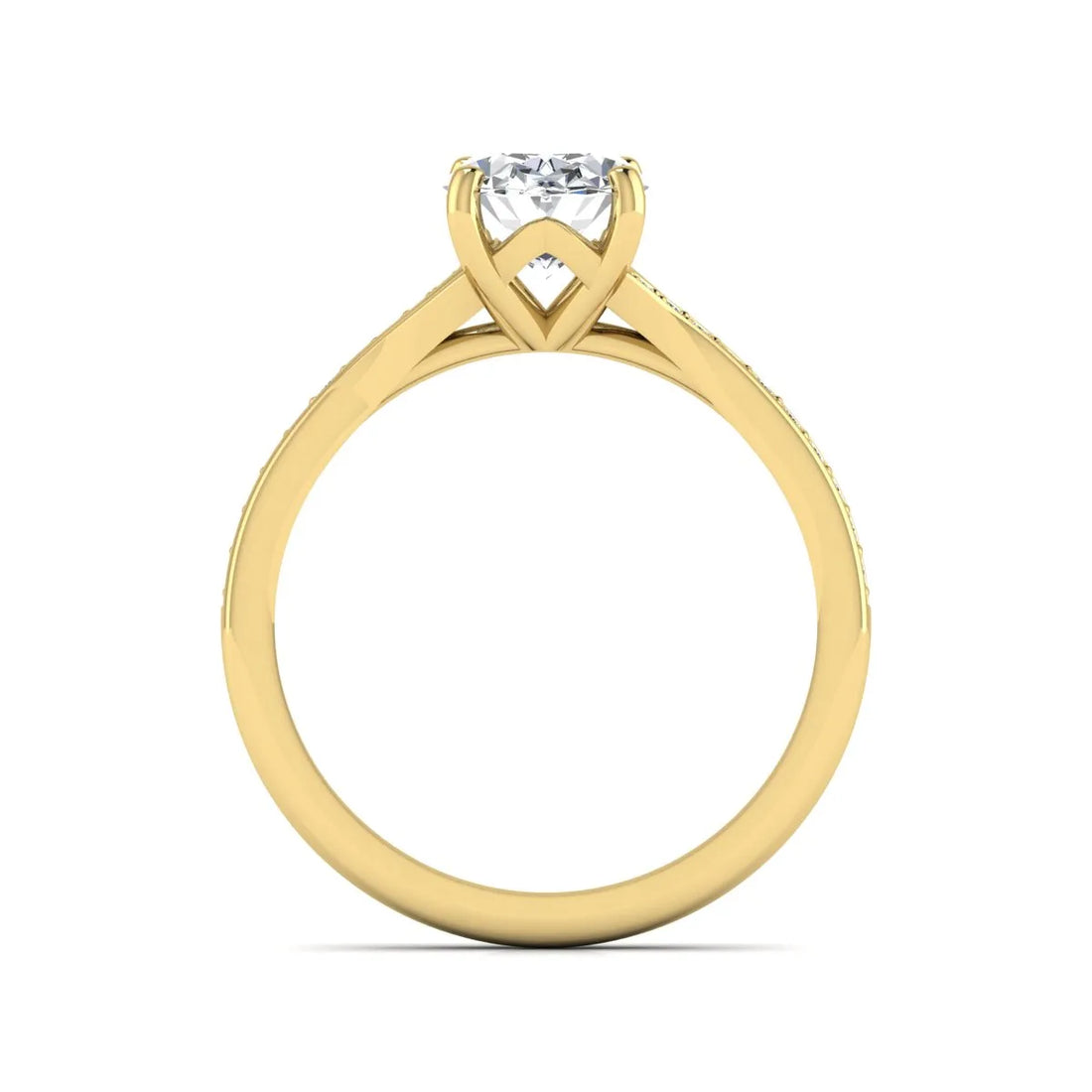 OctaPearl 2 ct Oval Cut Lab Grown Diamond Split Shank Pavé Engagement Ring