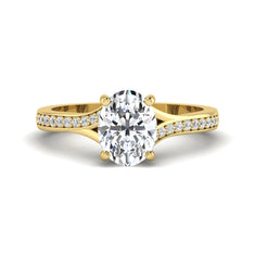 OctaPearl 2 ct Oval Cut Lab Grown Diamond Split Shank Pavé Engagement Ring