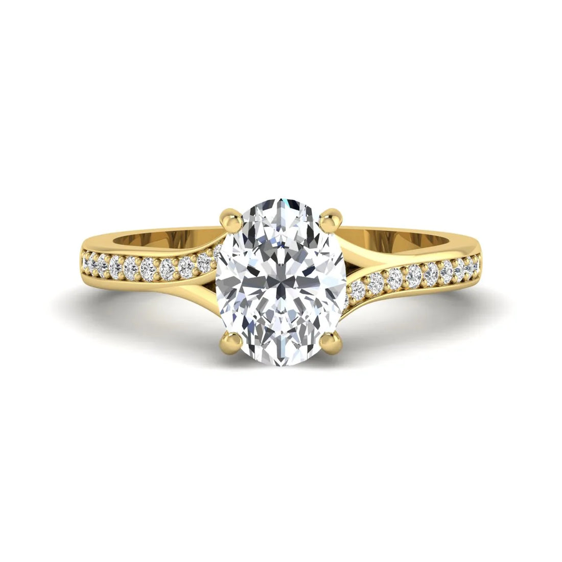 OctaPearl 2 ct Oval Cut Lab Grown Diamond Split Shank Pavé Engagement Ring