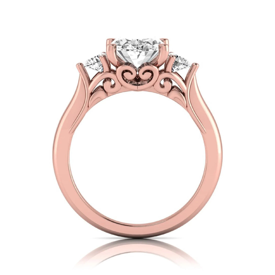 OctaPearl 2 ct Oval Cut Lab Grown Diamond Three Stone Engagement Ring