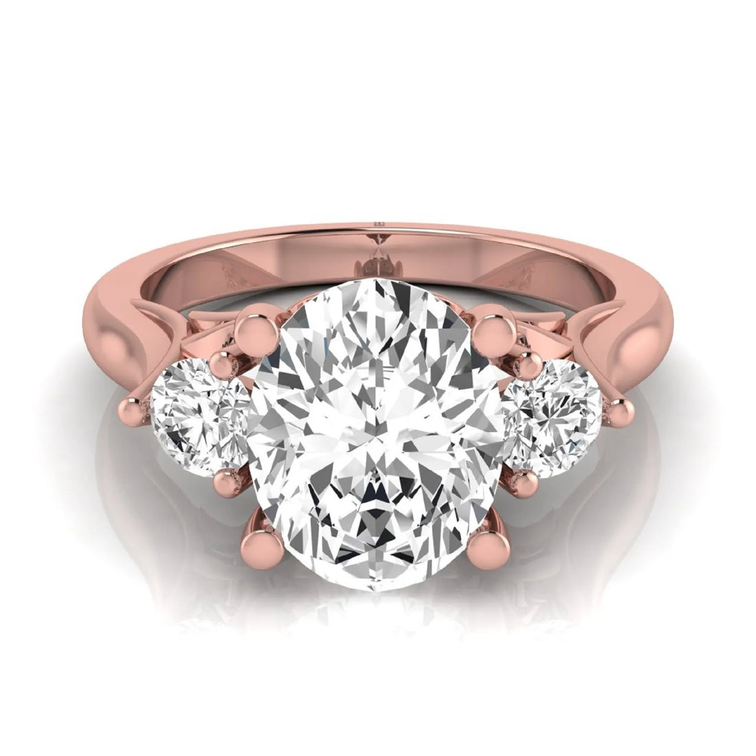 OctaPearl 2 ct Oval Cut Lab Grown Diamond Three Stone Engagement Ring