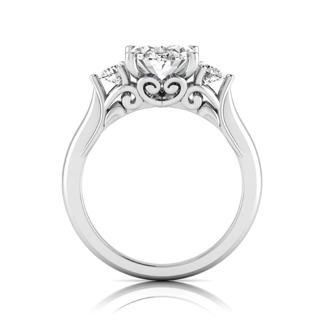 OctaPearl 2 ct Oval Cut Lab Grown Diamond Three Stone Engagement Ring